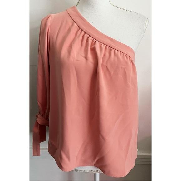 Amanda Uprichard • Coral Peach One-Shoulder Top Blouse - Picture 1 of 4